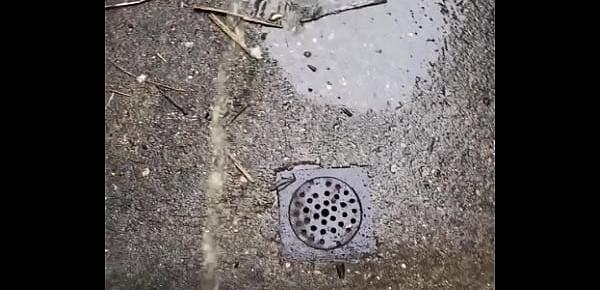 Pissing in the outside drain